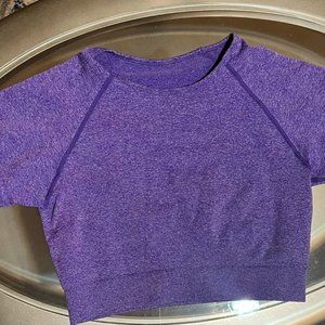 Purple Short Sleeve Sports Cropped T- Shirt